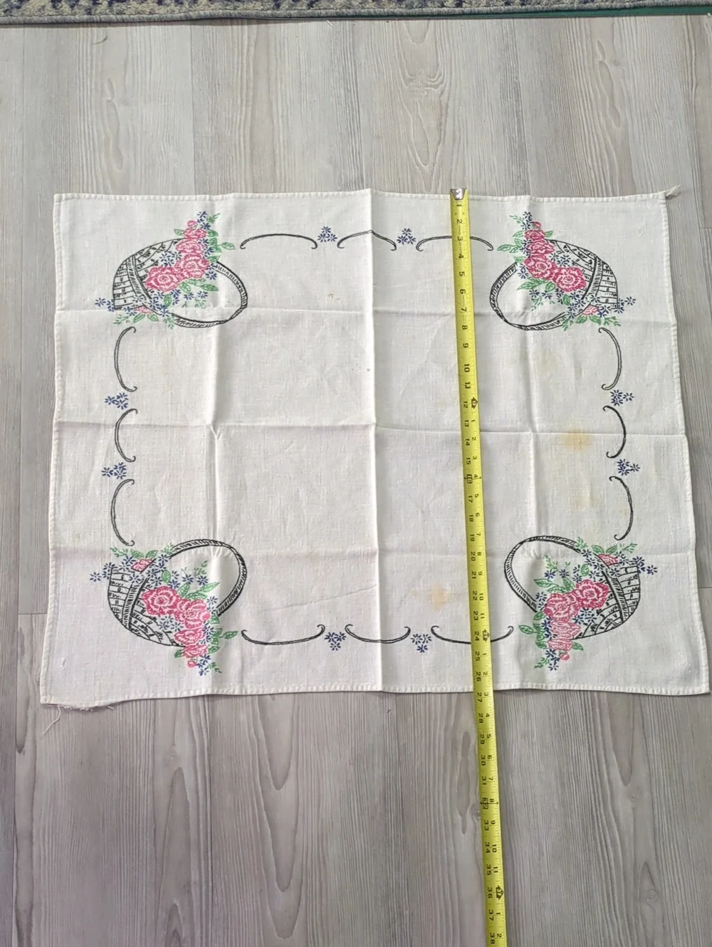 Vintage Embroidered Linens Lot Tablecloth Doilies Napkins Floral 10+ Pieces